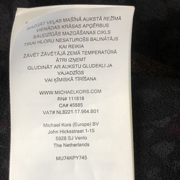 Michael Kors Womens Floral Short Sleeve Blouse Split Back Sheer Size Medium - Picture 12 of 13